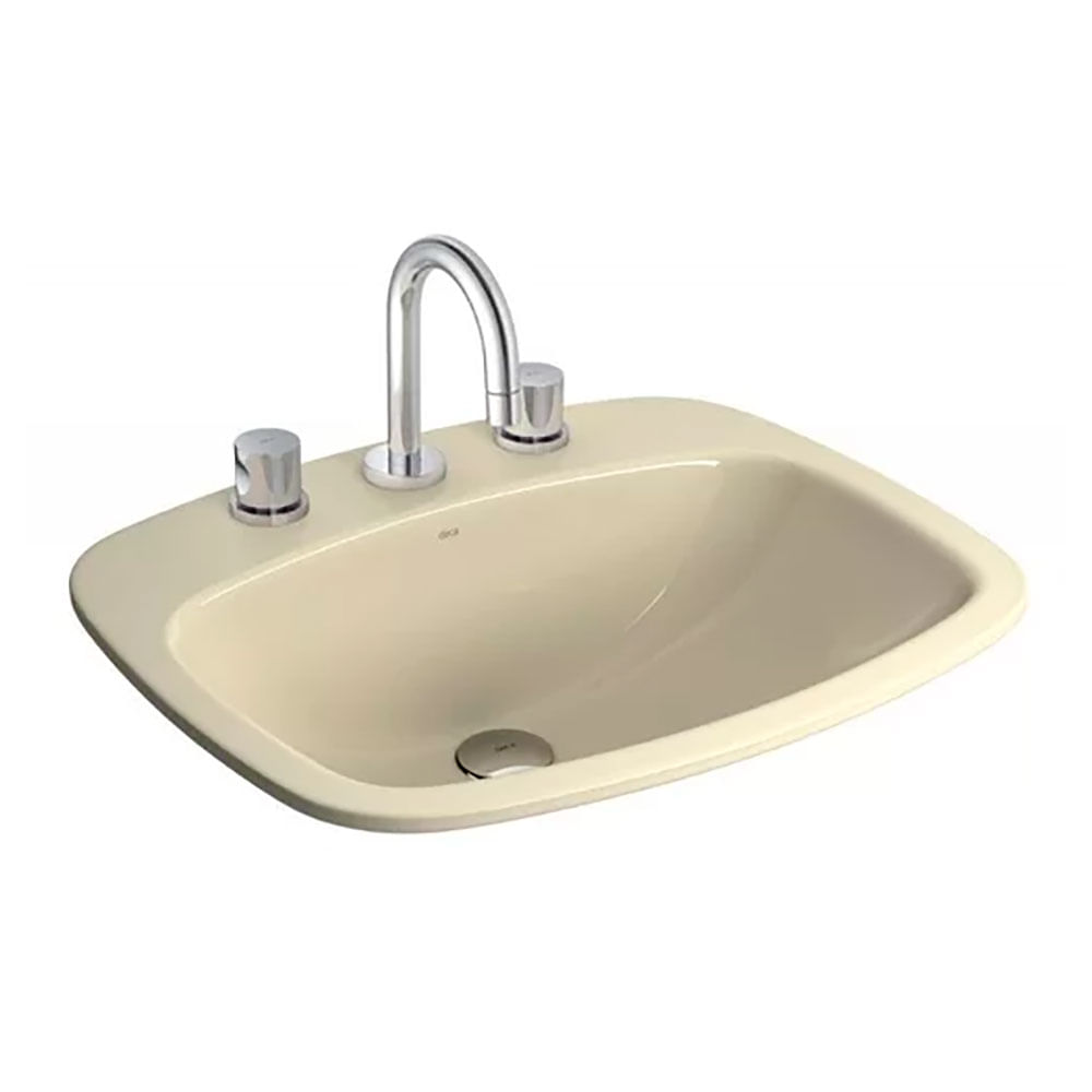 Encontraproduto.com.br - Cuba de Sobrepor Retangular com Mesa 44X52,5cm Creme