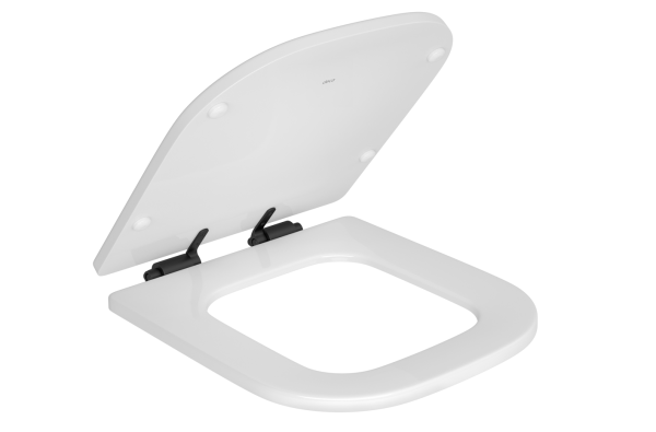 Assento Poliéster Slow Close Com Microban Para Bacias Piano Branco / Black Matte - AP.337.BL.MT.17 - Deca