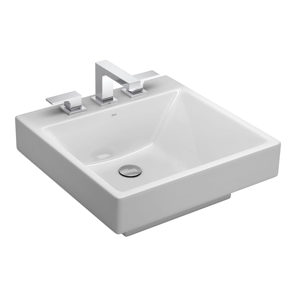 Encontraproduto.com.br - Cuba de Apoio ou Sobrepor Quadrada com Mesa 51X51cm Branco