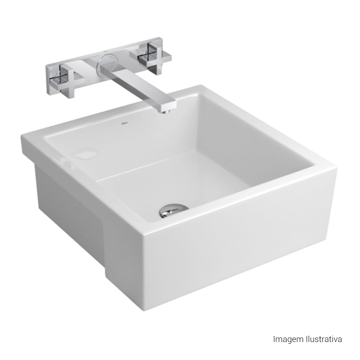 Encontraproduto.com.br - Cuba de Semiencaixe Lavatório Quadrada 42X42cm Branco