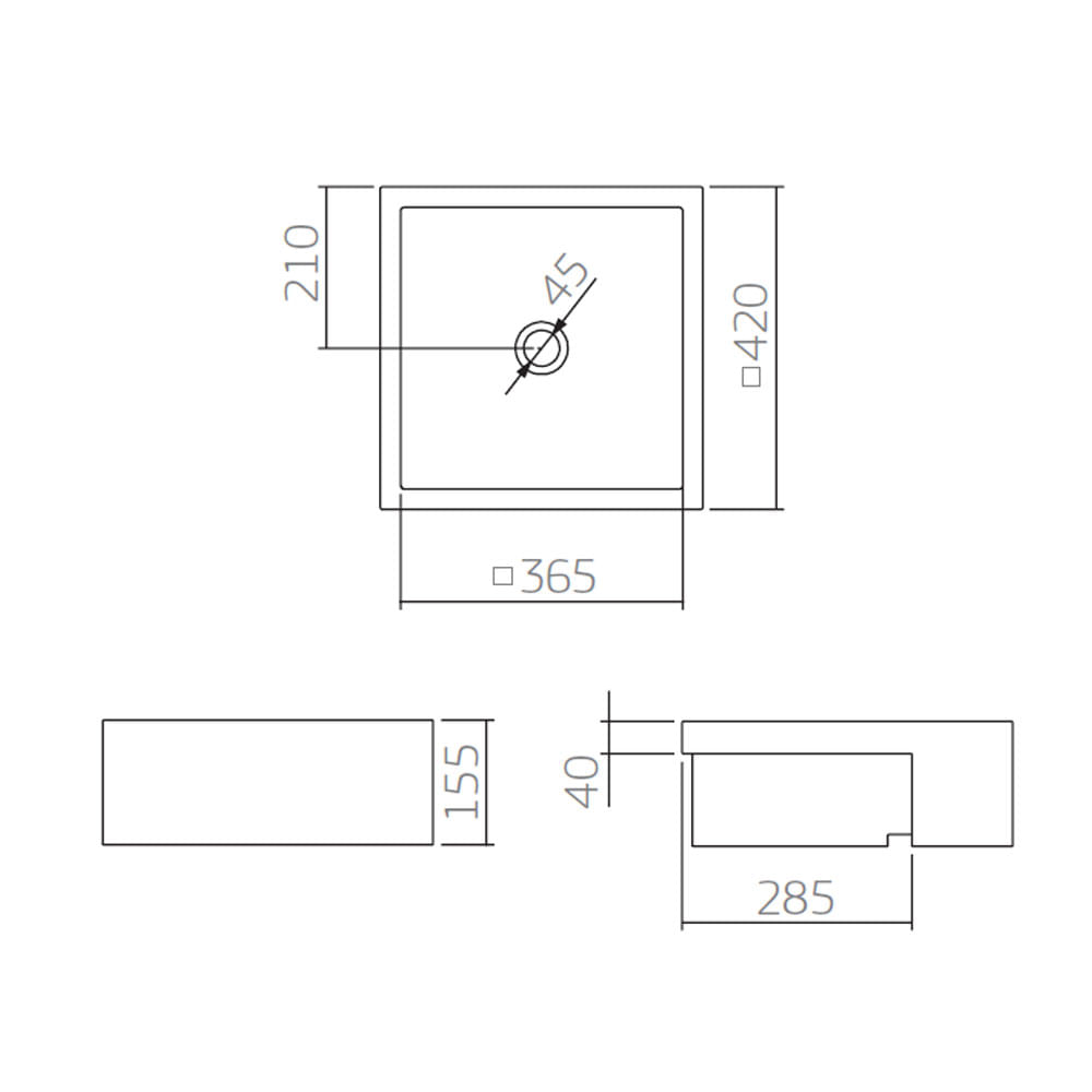 Encontraproduto.com.br - Cuba de Semiencaixe Lavatório Quadrada 42X42cm Branco