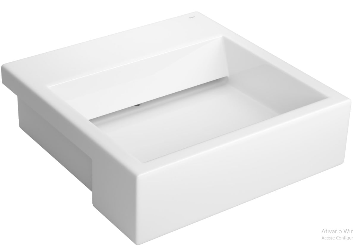 Cuba de Semiencaixe Lavatório Quadrada com Mesa e Válvula Oculta 46X46cm Branco