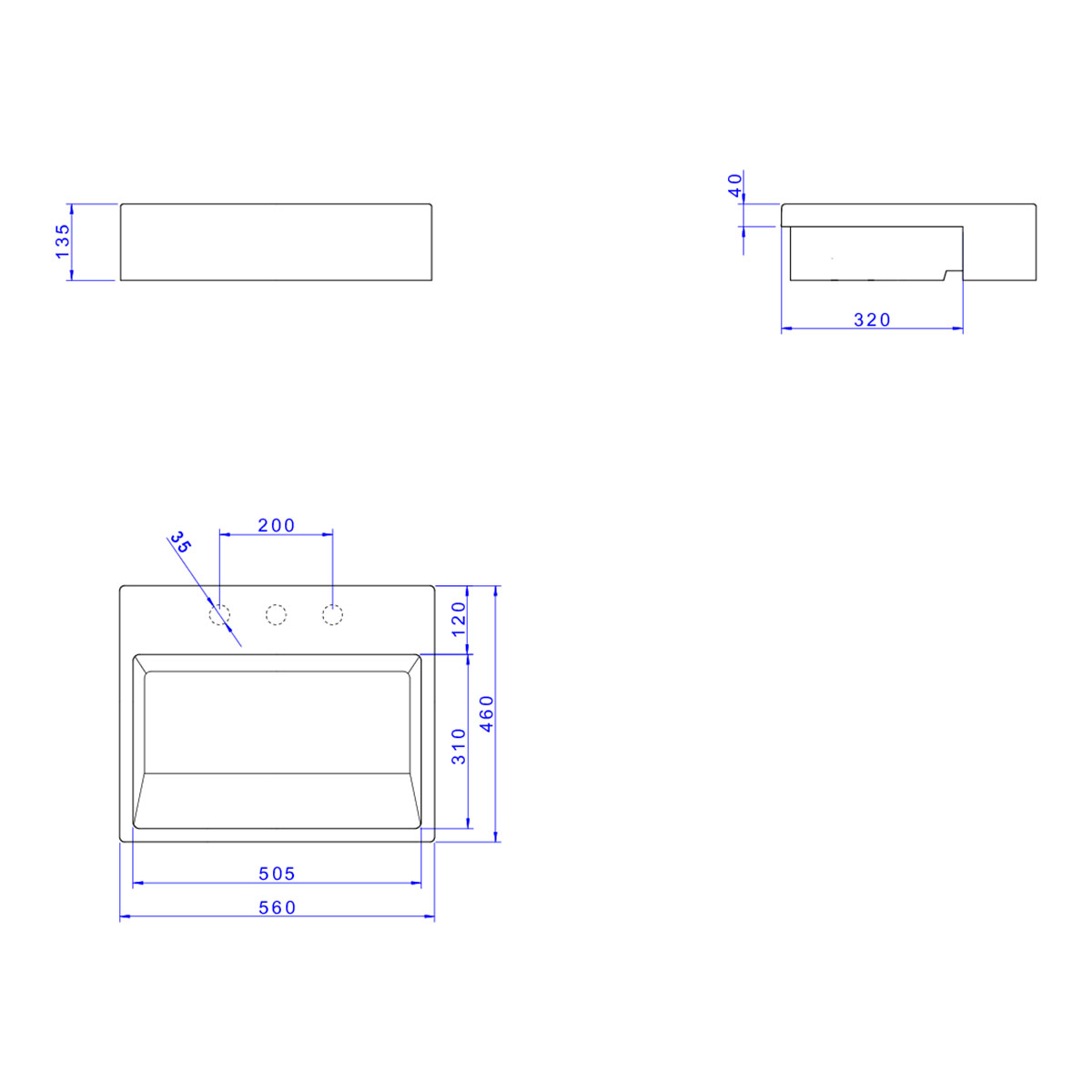 Encontraproduto.com.br - Cuba de Semiencaixe Lavatório Retangular com Mesa e Válvula Oculta 56X46cm Branco