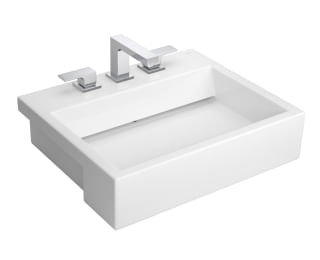 Encontraproduto.com.br - Cuba de Semiencaixe Lavatório Retangular com Mesa e Válvula Oculta 56X46cm Branco
