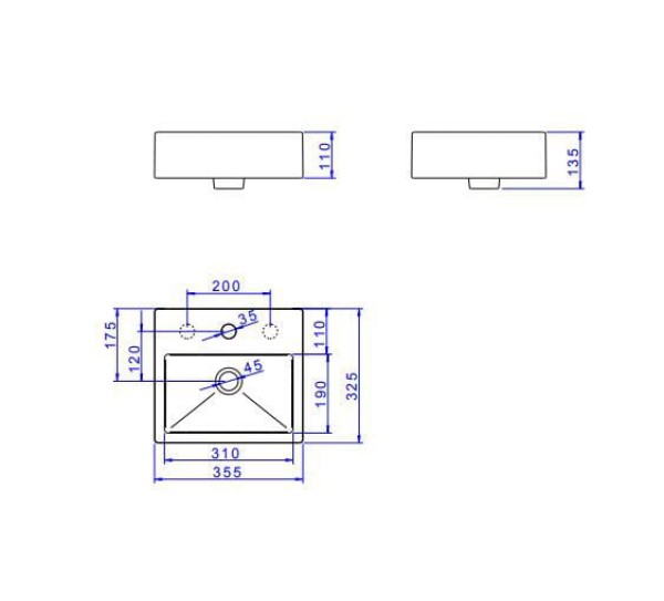 Encontraproduto.com.br - Cuba de Apoio Lavatório Retangular com Mesa 35,5X32,5cm Branco