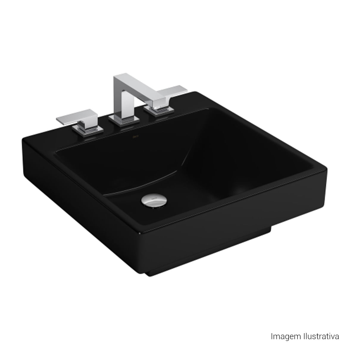 Encontraproduto.com.br - Lavatório Quadrado com Mesa 51X51cm Ébano