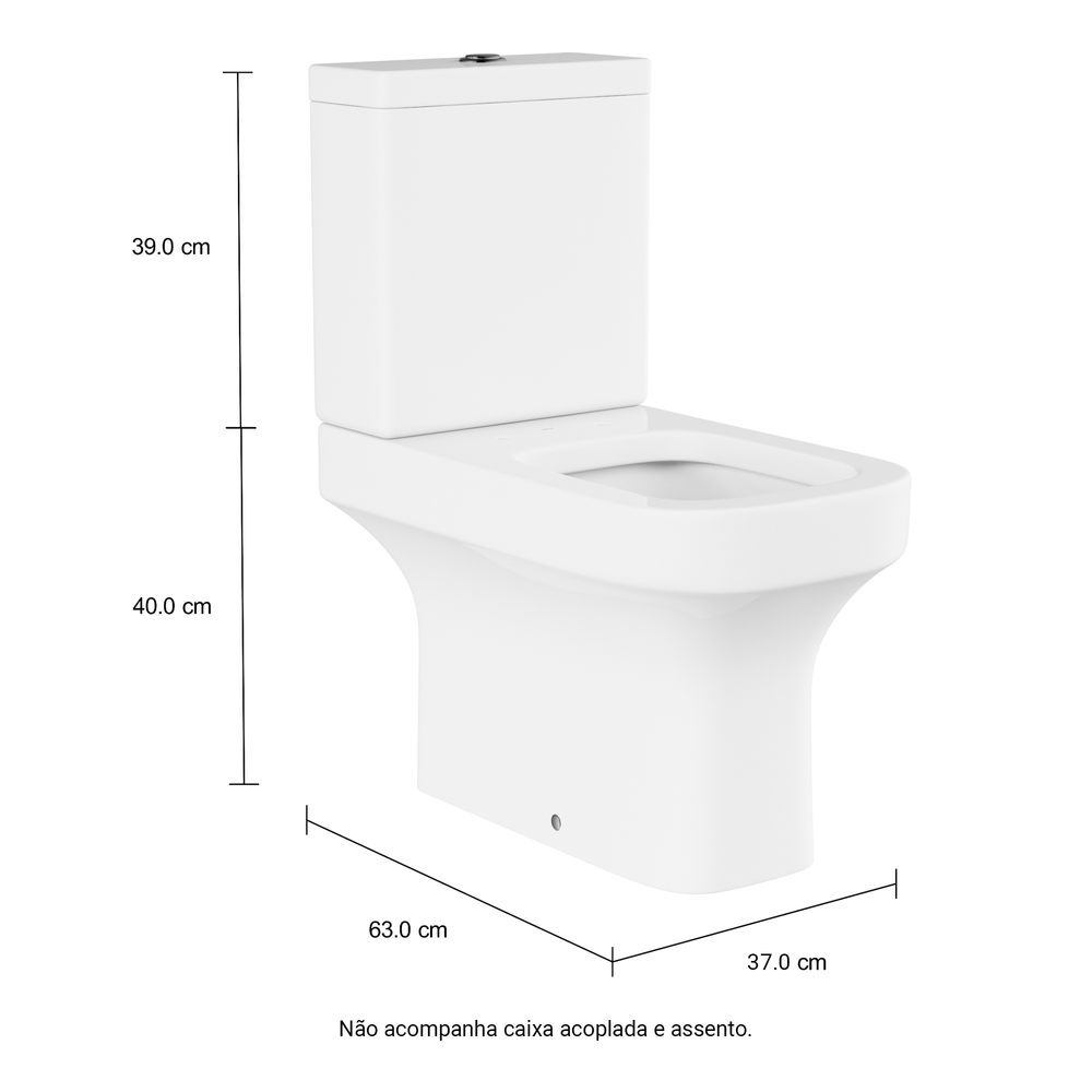 Bacia para Caixa Acoplada Piano Branco