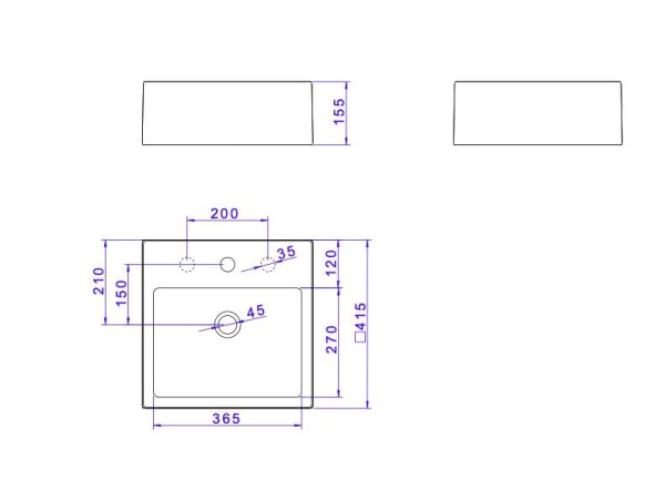Encontraproduto.com.br - Cuba de Apoio Lavatório Quadrada com Mesa 41,5X41,5cm Marrom Fosco