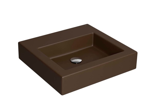 Encontraproduto.com.br - Cuba de Apoio Lavatório Quadrada com Mesa 41,5X41,5cm Marrom Fosco
