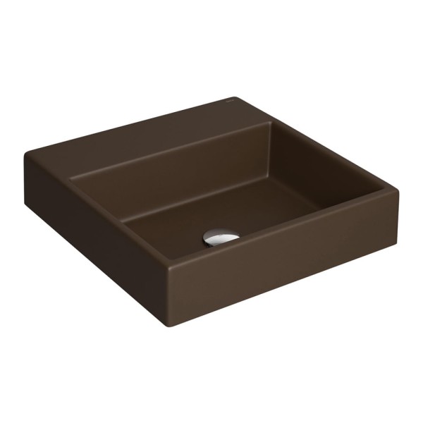 Encontraproduto.com.br - Cuba de Apoio Lavatório Quadrada com Mesa 41,5X41,5cm Marrom Fosco