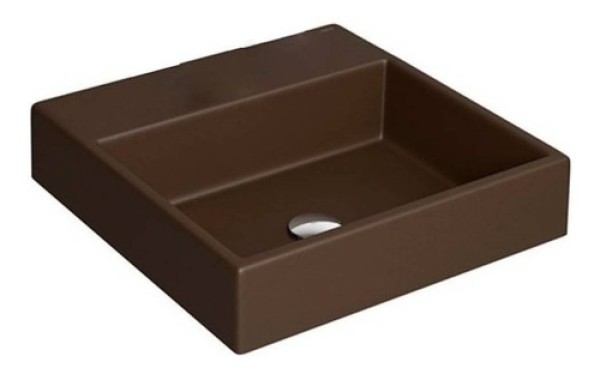 Encontraproduto.com.br - Cuba de Apoio Lavatório Quadrada com Mesa 41,5X41,5cm Marrom Fosco