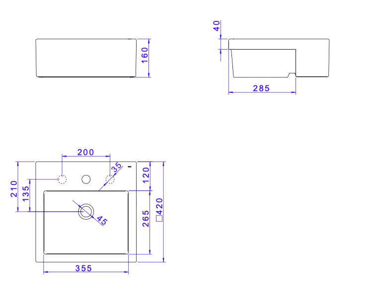 Encontraproduto.com.br - Cuba de Semiencaixe Lavatório Quadrada com Mesa 42X42cm Ébano Fosco
