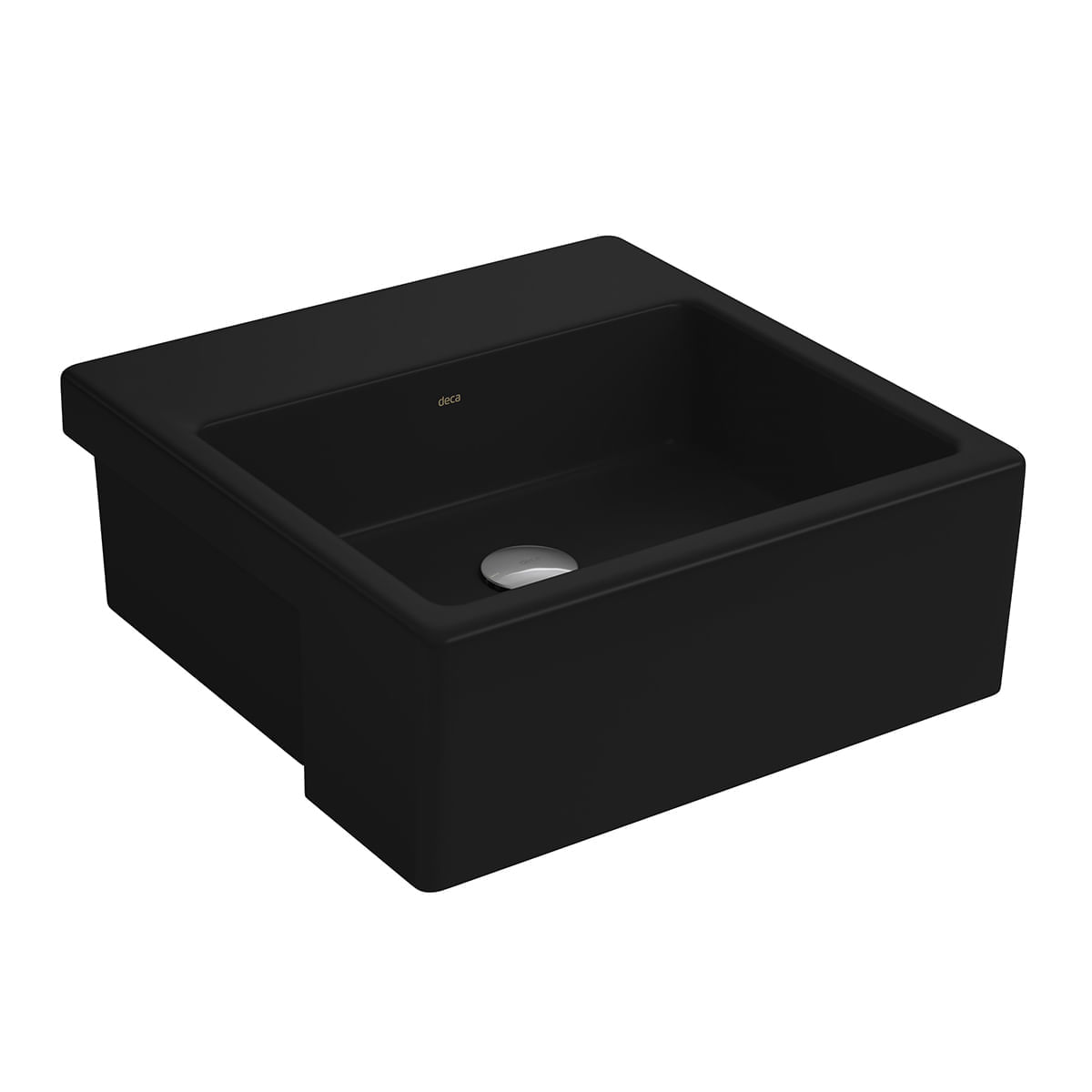 Encontraproduto.com.br - Cuba de Semiencaixe Lavatório Quadrada com Mesa 42X42cm Ébano Fosco