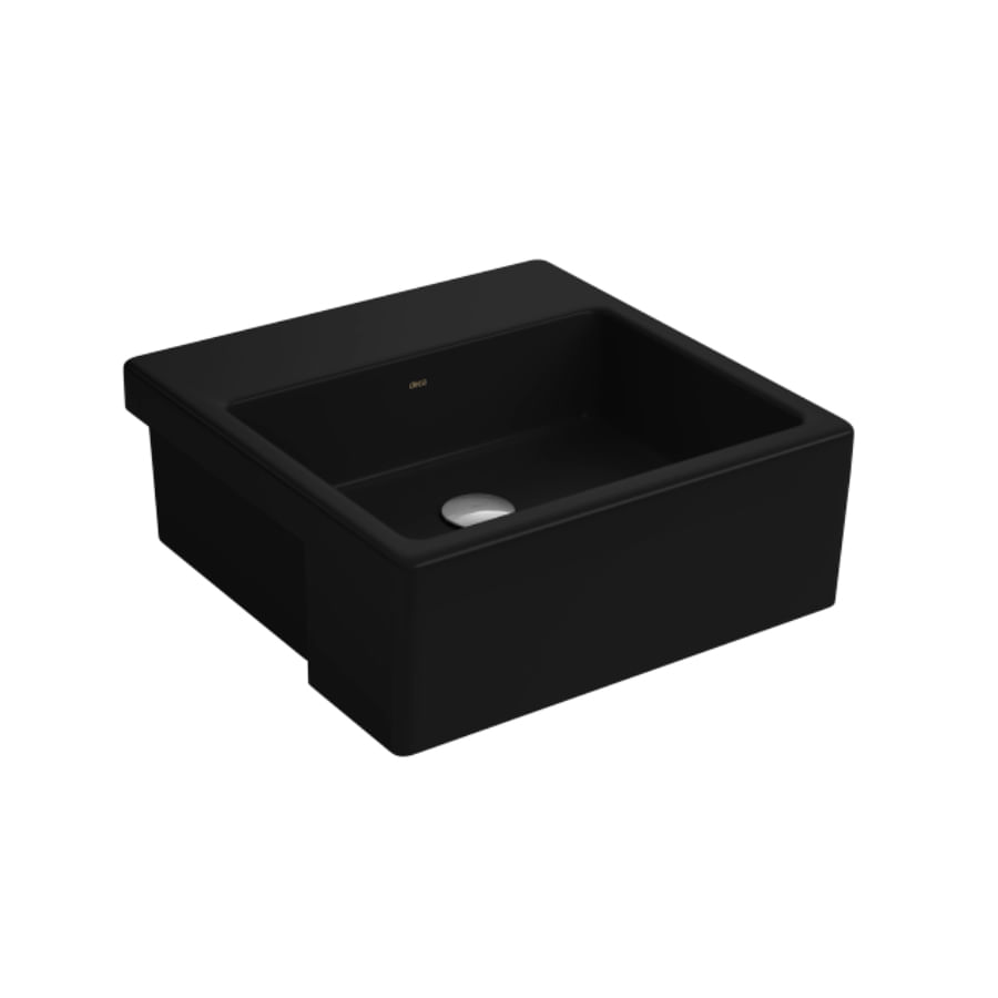 Encontraproduto.com.br - Cuba de Semiencaixe Lavatório Quadrada com Mesa 42X42cm Ébano Fosco