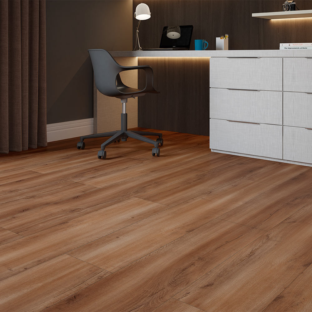 Encontraproduto.com.br - Piso Laminado em Régua Durafloor Aplicação Click Harmony El Calafate Marrom 8mm 134x24,8cm