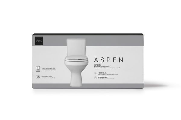 Kit Bacia com Caixa Acoplada 3/6L e Assento + Acessórios para Instalação Aspen Branco - DECA