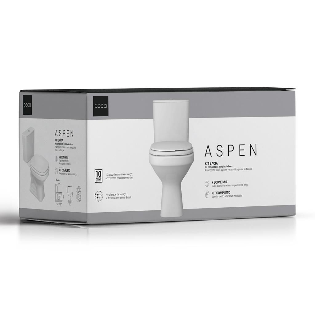 Encontraproduto.com.br - Kit Bacia com Caixa Acoplada 3/6L e Assento + Acessórios para Instalação Aspen Branco - DECA