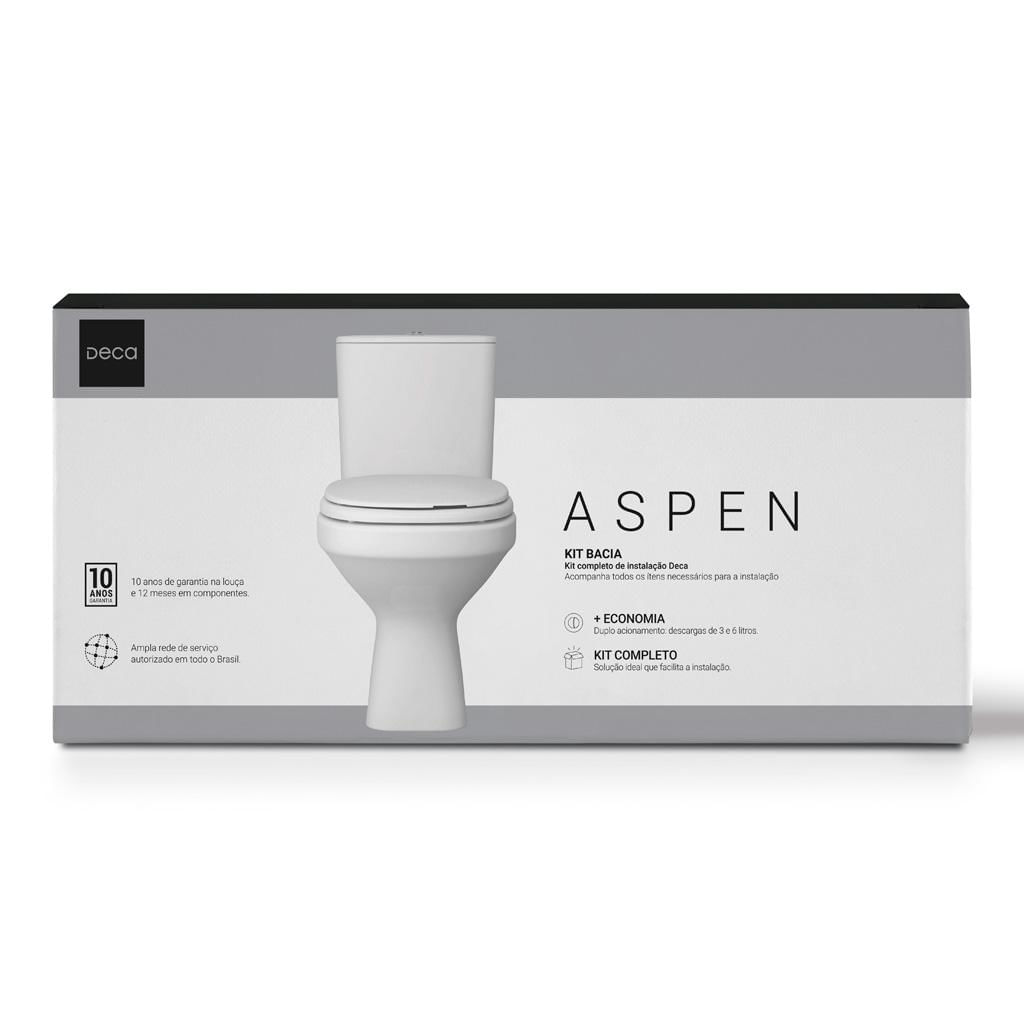 Encontraproduto.com.br - Kit Bacia com Caixa Acoplada 3/6L e Assento + Acessórios para Instalação Aspen Branco - DECA
