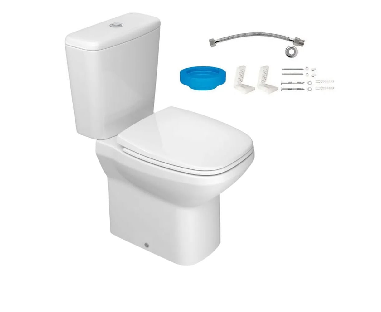 Encontraproduto.com.br - Vaso Sanitário com Caixa Acoplada Deca Flex com Acessórios de Instalação Acionamento Duplo Branco 3/6 Litros