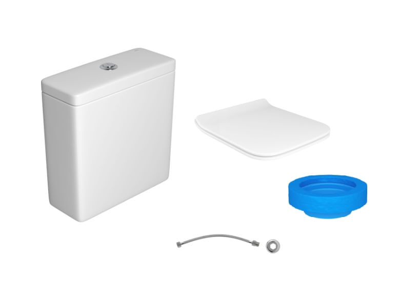 Kit Vaso Sanitário com Caixa Acoplada e Assento Branco Living Deca com Saída Vertical 3/6L