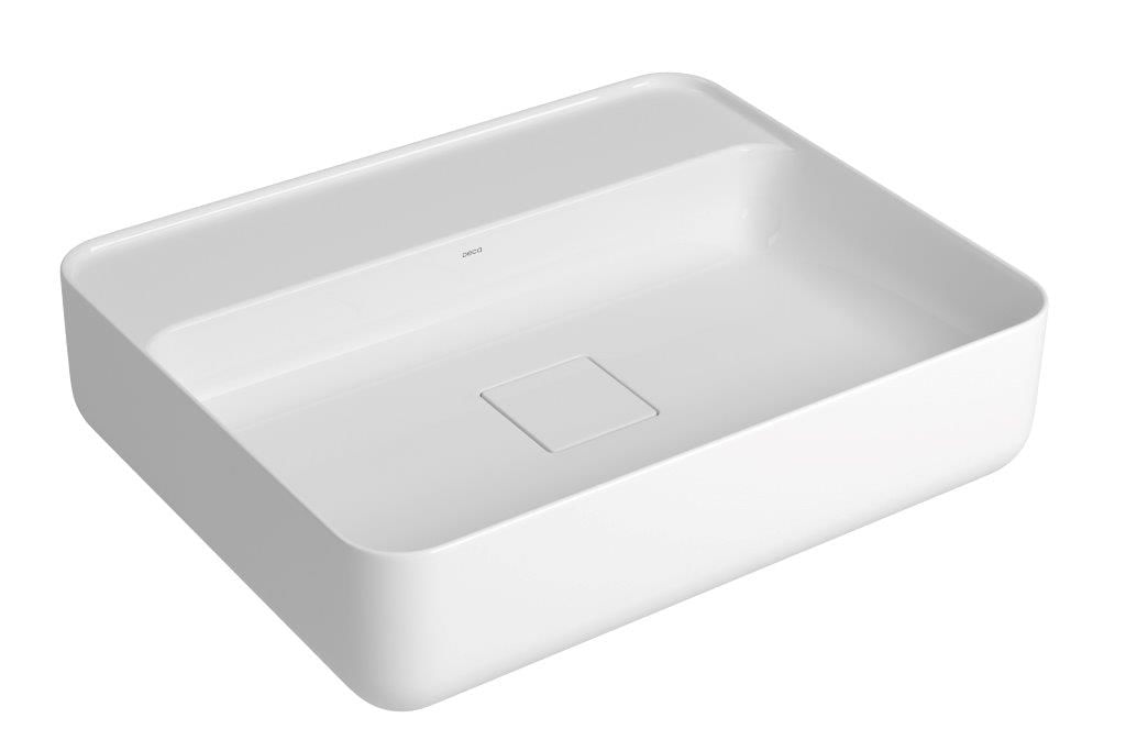 Encontraproduto.com.br - Cuba para Banheiro de Apoio Retangular com Mesa Slim 50cm Branco Gelo Deca