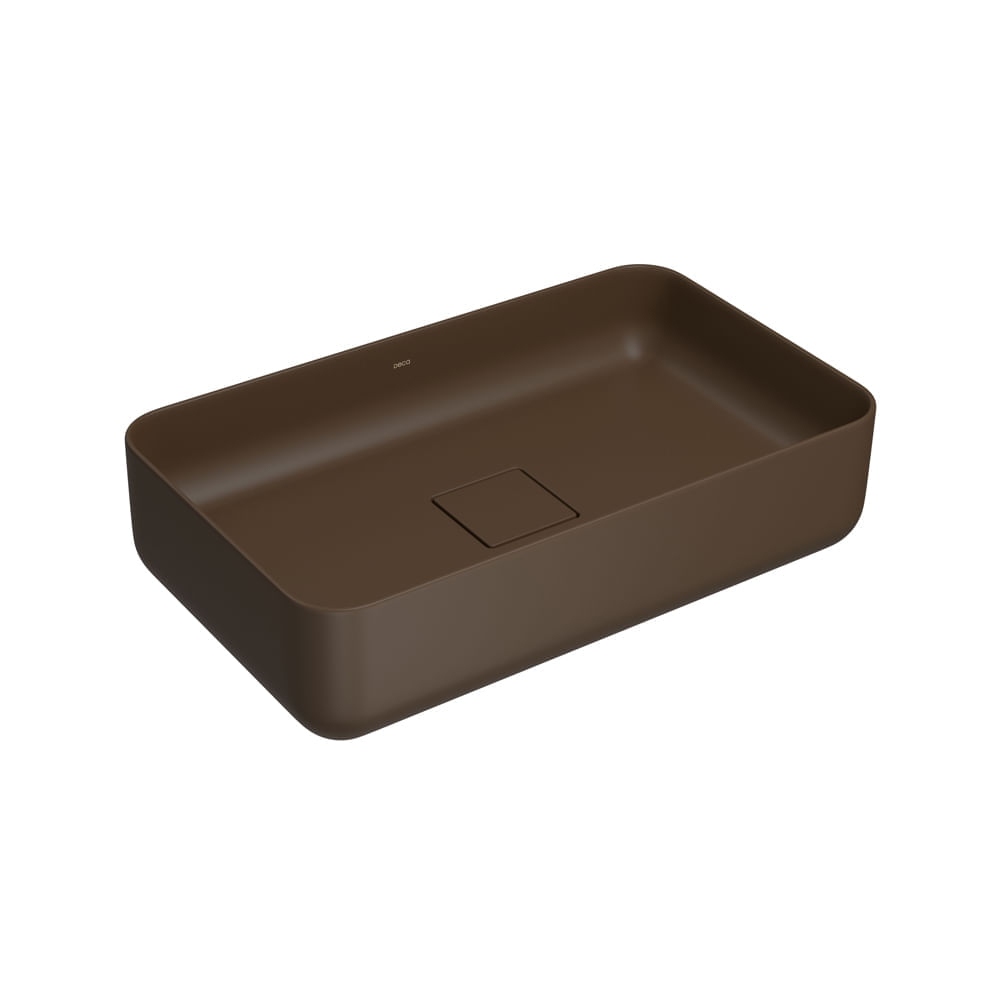 Encontraproduto.com.br - Cuba de Apoio Lavatório Retangular Smart Block 50X29,5cm Marrom