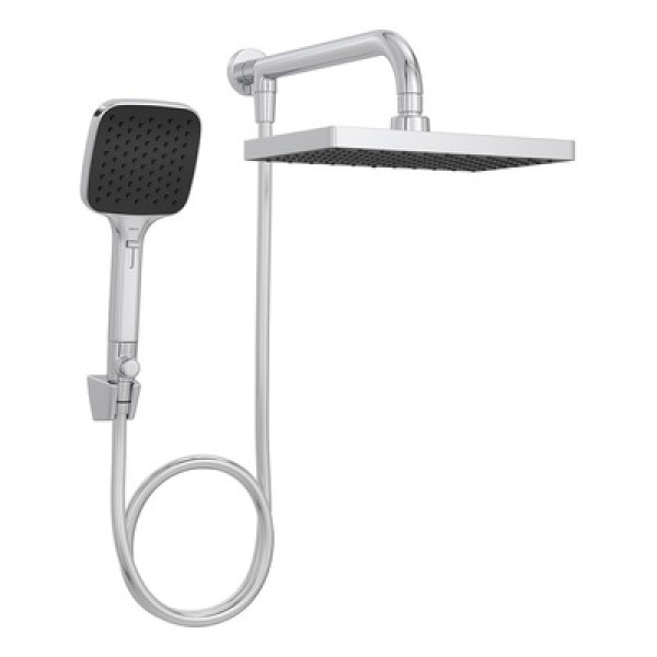 Encontraproduto.com.br - Chuveiro de Parede com Desviador Retangular Multijatos Flex Max Cromado