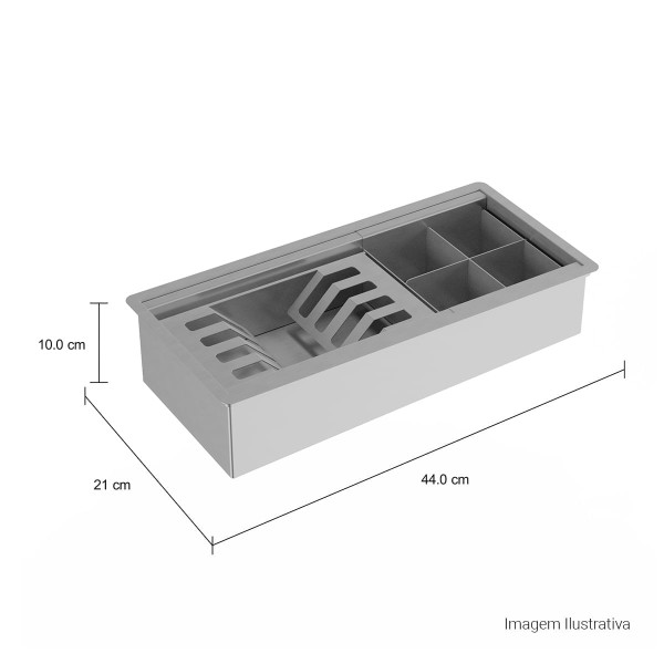 Encontraproduto.com.br - Calha Organizadora para Cuba de Inox 45cm Inox
