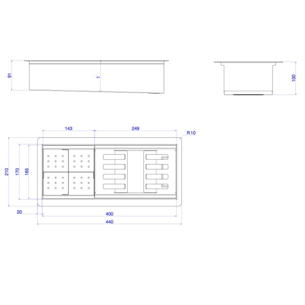 Encontraproduto.com.br - Calha Organizadora para Cuba de Inox 45cm Inox