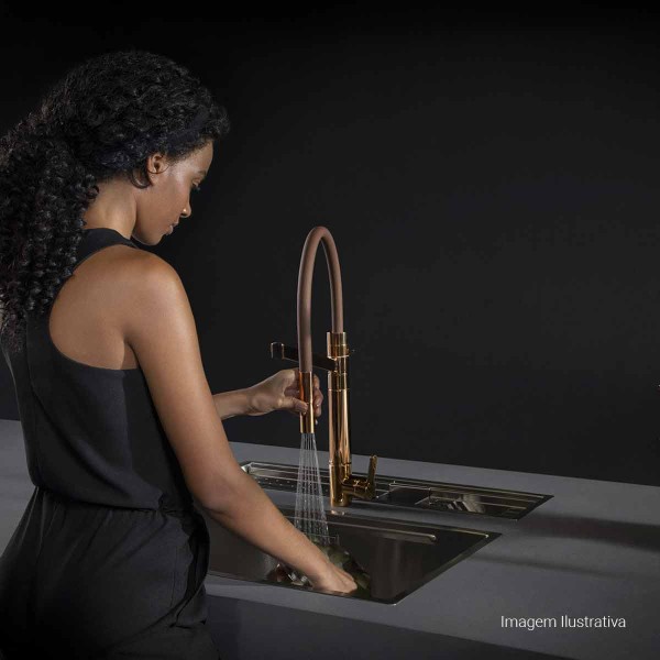 Encontraproduto.com.br - Misturador Monocomando Deca de Mesa Bica Alta para Cozinha com Filtro | Twin Colore