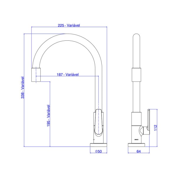 Encontraproduto.com.br - Torneira Deca 1167 C23 Motion Cozinha Mesa Cromado e Fendi