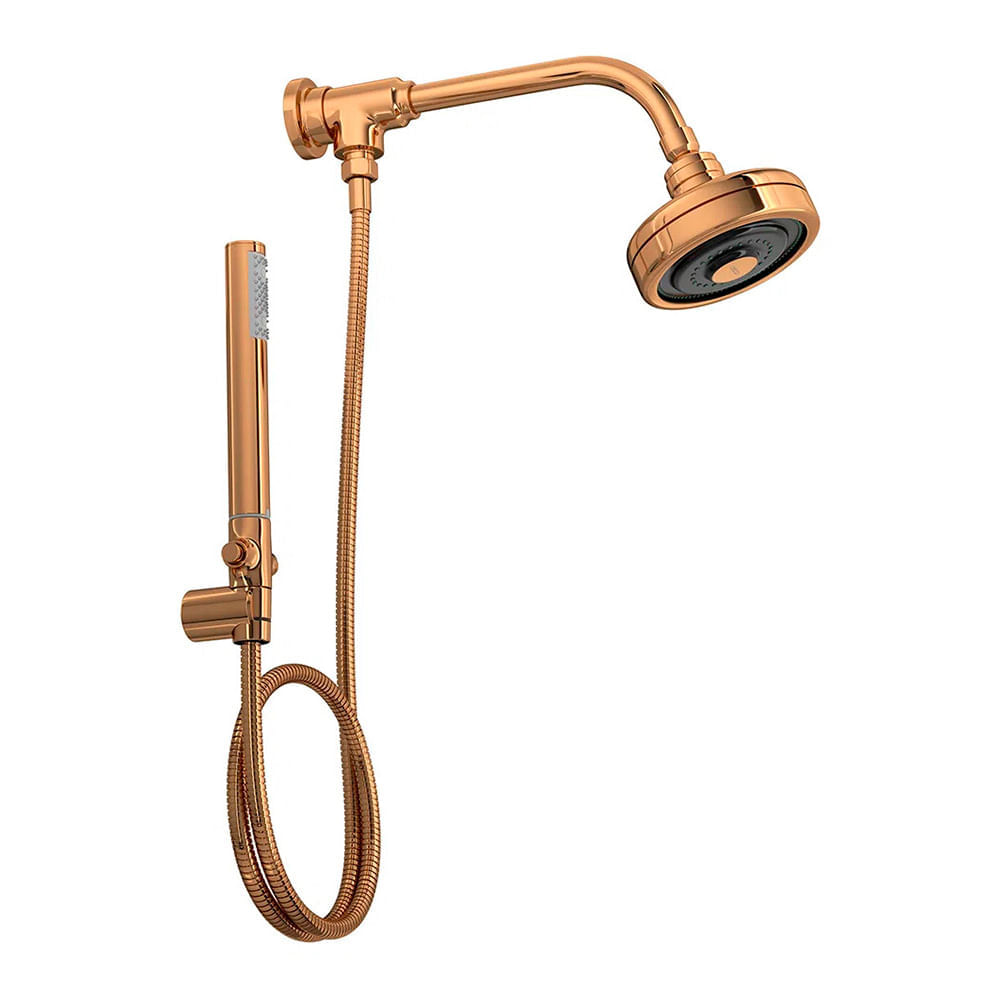 Encontraproduto.com.br - Chuveiro Deca Acqua Plus 1990.GL.STD.KIT.RD de Parede com Desviador Red Gold
