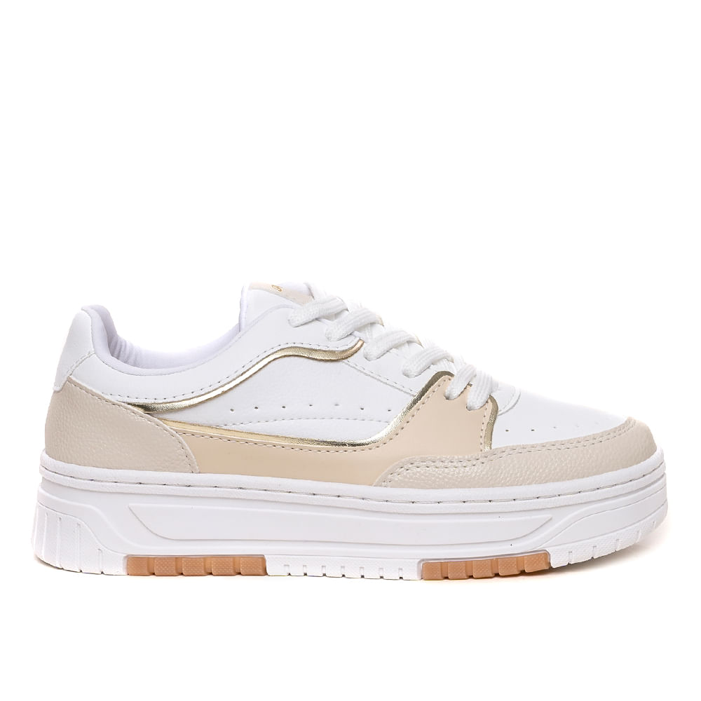 Tênis Peluche Recortes Casual Branco