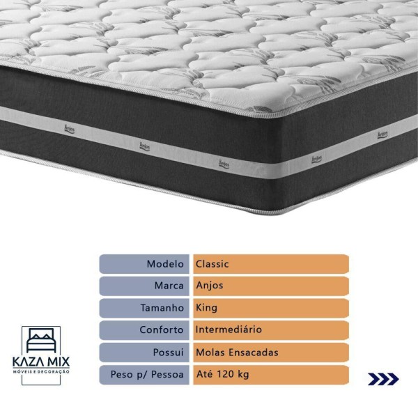Encontraproduto.com.br - Cama Box King Preto Com Base Baú Branca Classic Anjos