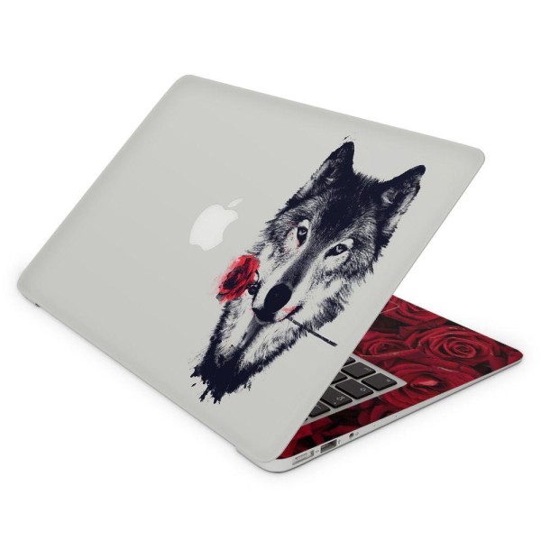 Encontraproduto.com.br - Skin Protetor Para Macbook Air 13,3 2019/2018 Lobo Rosas D1