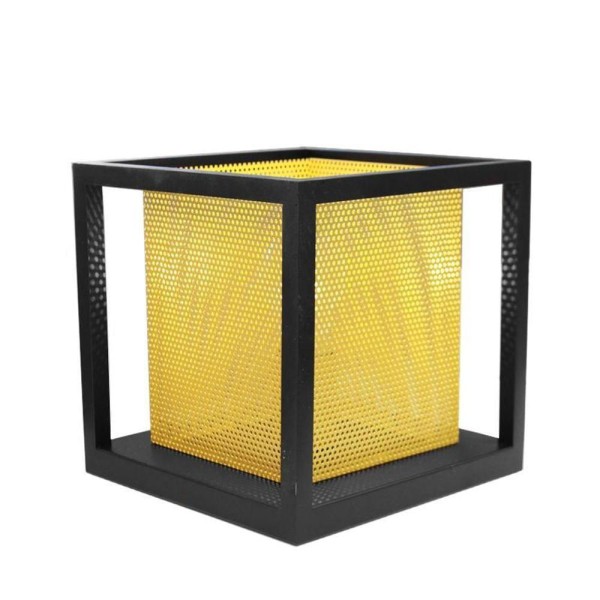 Encontraproduto.com.br - Luminária De Mesa Grid Na Preto Com Acabamento Dourado Para