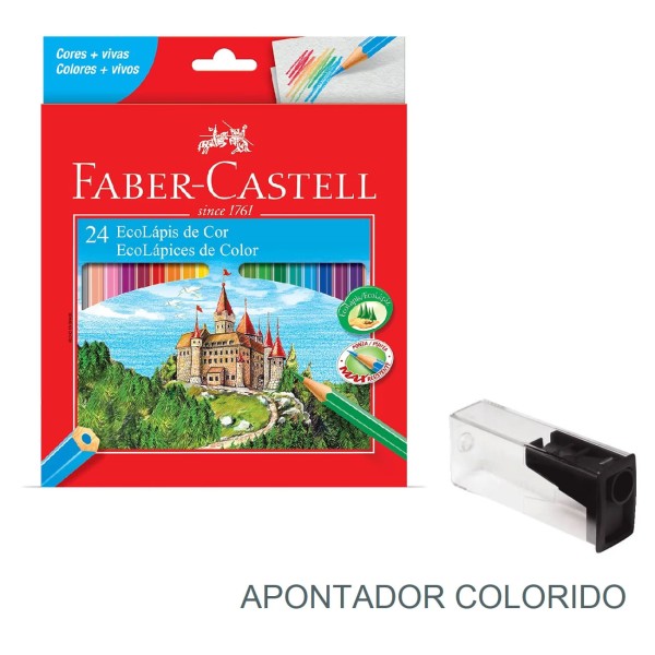 Encontraproduto.com.br - Lápis 24 Cores +Canetinha 12 Cores +Apontador Faber-Castell