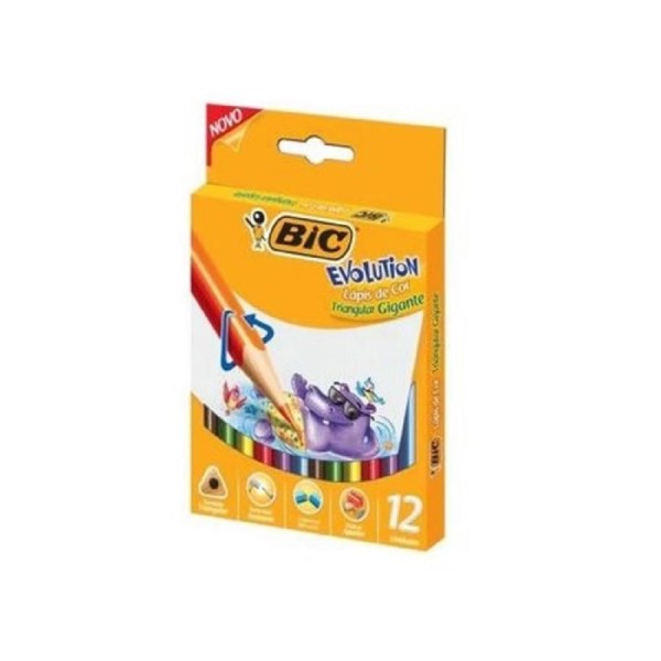 Encontraproduto.com.br - Lapis De Cor Triangular Gigante 12 Cores Bic Evolution