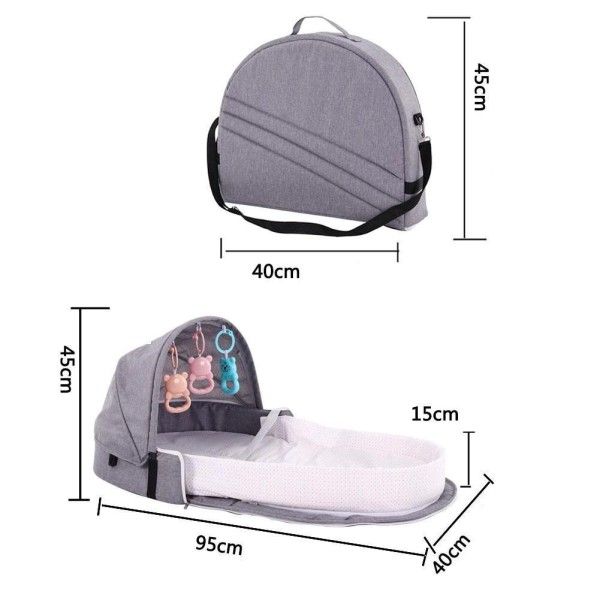 Encontraproduto.com.br - Ninho De Bebê Com Mosquiteiro Viagem Portátil Dobrável Cinza