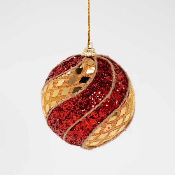 Encontraproduto.com.br - Kit 3 Enfeite Bolas Natalina árvore Natal Artesanal Vermelho