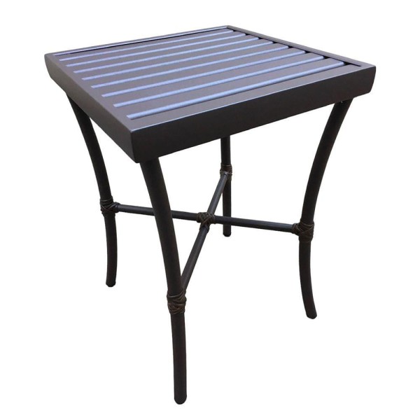 Encontraproduto.com.br - Mesinha Ripada Quadrada 0.35x0.35m Alumínio Marrom
