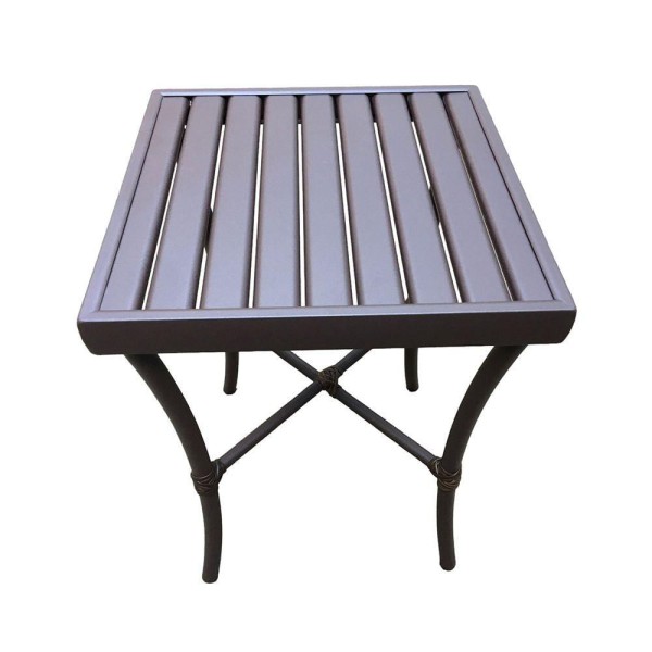 Encontraproduto.com.br - Mesinha Ripada Quadrada 0.35x0.35m Alumínio Marrom