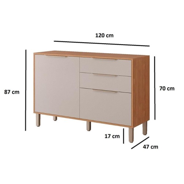 Encontraproduto.com.br - Gabinete De Cozinha Modulado Balcão Divina Com 3 Portas E 2 Gavetas Sem tampo 120cm Freijo-verde - Mgm