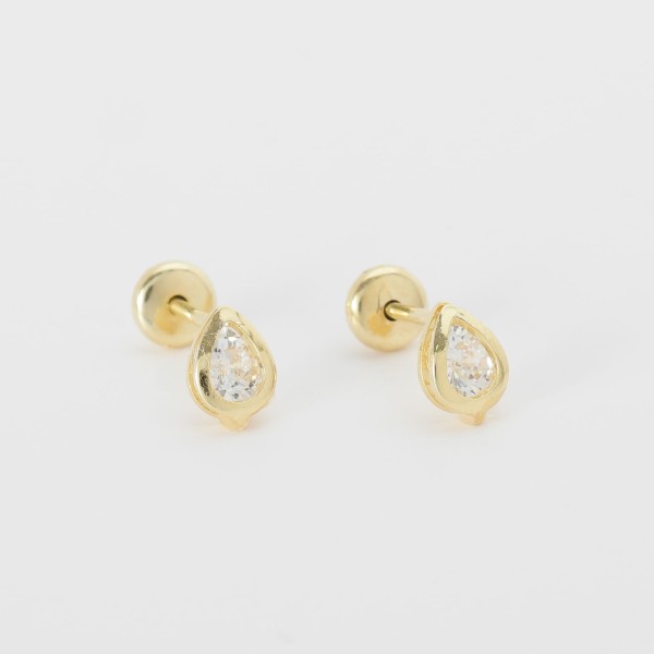 Encontraproduto.com.br - Brinco Gota de Zircônia com Dourado