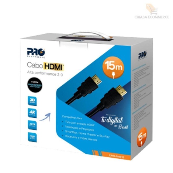 Encontraproduto.com.br - Cabo Hdmi 2.0 3d 4k 15m: Imagem E Som De Alta Qualidade