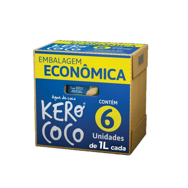 Encontraproduto.com.br - Água De Coco Reconstituída Kero Coco Caixa 1L 6 Unidades