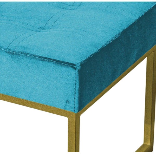 Encontraproduto.com.br - Puff Banqueta Retangular Karina Sala Estar Dourado/veludo Cor:azul Turquesa