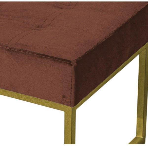 Encontraproduto.com.br - Puff Banqueta Retangular Karina Sala Estar Dourado/veludo Cor:marrom