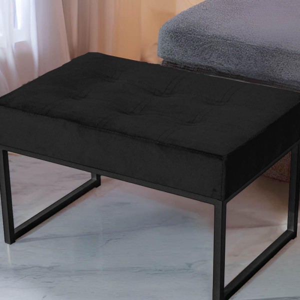 Encontraproduto.com.br - Puff Banqueta Retangular Karina Sala Estar Preto/veludo Cor:preto