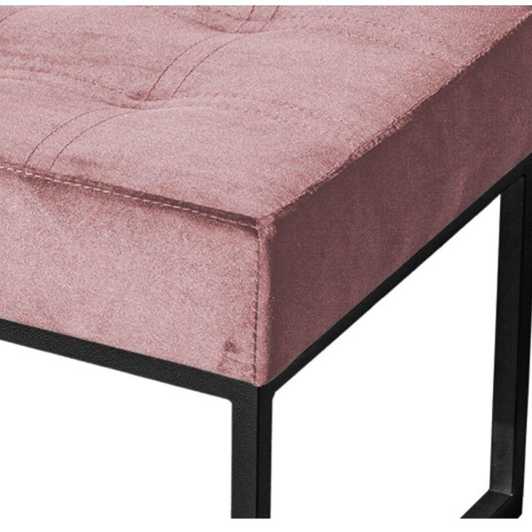 Encontraproduto.com.br - Puff Banqueta Retangular Karina Sala Estar Preto/veludo Cor:rose